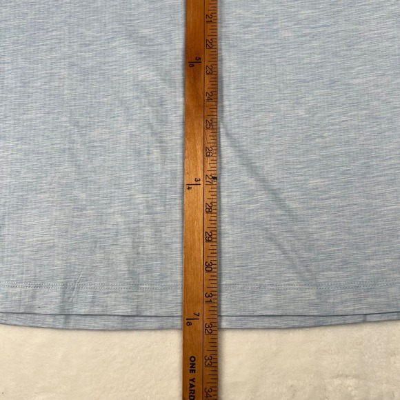 Buttercloth Mens XL Light Blue Heathered Long Sleeve Polo Shirt Knit Wing Logo - Picture 5 of 10